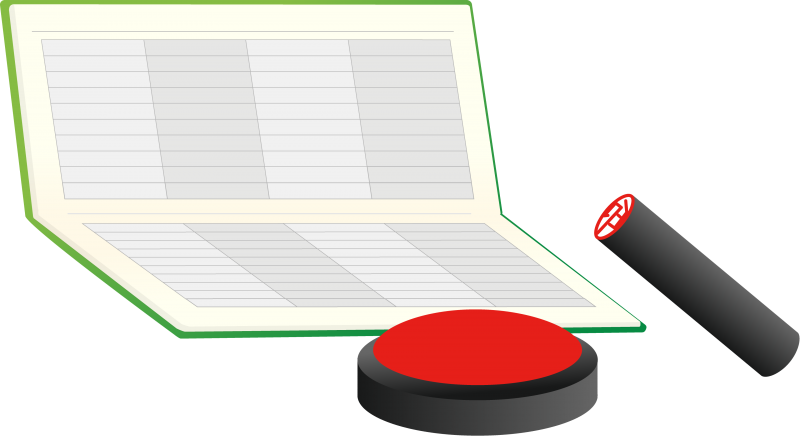 通帳とはんこのイラスト